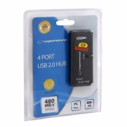 Esperanza EA112 hub & concentrateur 480 Mbit/s Noir