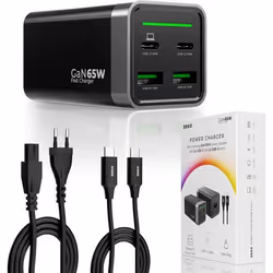 Chargeur USB C 65W - DEKO - Câble USB C 100W - Charge Rapide - Technologie GaN - Multi-Port