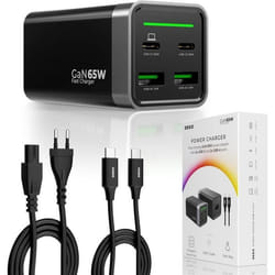 Chargeur USB C 65W - DEKO - Câble USB C 100W - Charge Rapide - Technologie GaN - Multi-Port