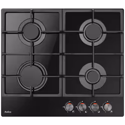 Amica PGCA6100APB, Noir, Intégré, 59 cm, Gaz, Verre, 4 zone(s)