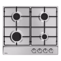 Amica PGA6100BPR, Acier brossé, Intégré, 59 cm, Gaz, Acier inoxydable, 4 zone(s)