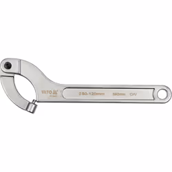 Yato YT-01678, Clé à crochet, Chrome, Sulfate de chondroïtine, Cranté, 80,90,100,115,120 mm, 340 mm