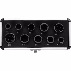 Yato YT-06031, Ensemble extracteur de vis, Acier au carbone, Noir, 9,5 mm, 9 mm, 10 mm, 11 mm, 12 mm, 13 mm, 14 mm, 15 mm, 16 ...
