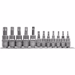 Yato YT-04331, 12 pièce(s), Torx, 10 IPR, 15 IPR, TX20, TX25, TX27, TX30, TX40, TX45, TX50, 9.5 mm, Acier, 25,4 / 4 mm (1 / 4 ...