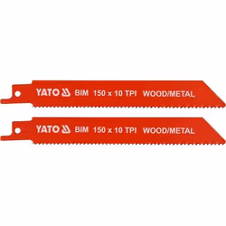Yato YT-33930, Lame de scie à guichet, Métal, Acier, Bois, Bois avec clous, Bimétal, Rouge, 15 cm, 2 pièce(s)