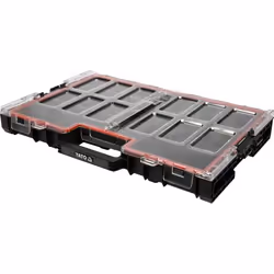 Yato YT-09181, Boîte pour petites pièces, Polypropylène, Noir, Transparent, 531 mm, 379 mm, 77 mm