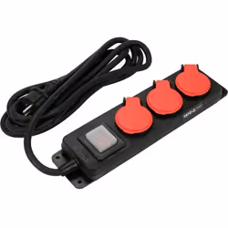 Yato YT-81240 multiprise 3 m 3 sortie(s) CA Intérieur & extérieur Noir, Rouge