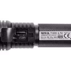 Yato YT-08559, Lampe torche, Noir, Aluminium, Boutons, IP64, LED