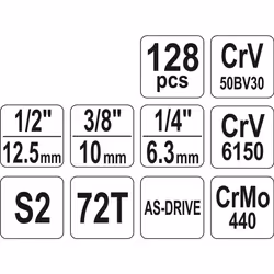 Ensemble d'outils Yato YT-38872; 128 unités