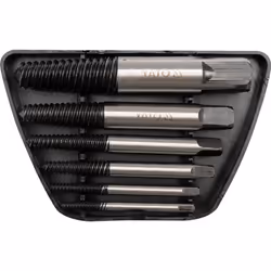 Yato YT-0590, Ensemble extracteur de vis, - Ø3-6mm x 52mm - Ø6-8mm x 58mm - Ø8-11mm x 66mm - Ø11-14mm x 75mm - Ø14-18mm x 80m ...