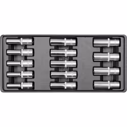 Yato YT-5539, Ensemble de douilles, 1/2", Métrique, 14 tête(s), 8,9,10,11,12,13,14,15,16,17,18,19,20,21 mm, Acier au chrome-m ...