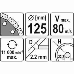 Yato YT-6003 lame diamant 12,5 cm Lame diamant à rebord segmenté