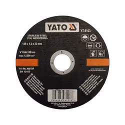 Yato YT-6103, Disque de coupe, Moyeu plat, Acier inoxydable, Toutes marques, 2,2 cm, 12,5 cm