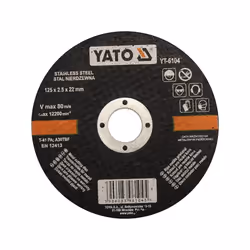Yato YT-6104, Disque de coupe, Moyeu plat, Acier inoxydable, Yato, 2,2 cm, 12,5 cm