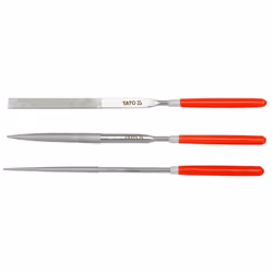 Yato YT-6143, Jeu de limes, Chemise, Lime demi-ronde, Lime ronde, Métal, Acier au carbone, Plastique, Rouge