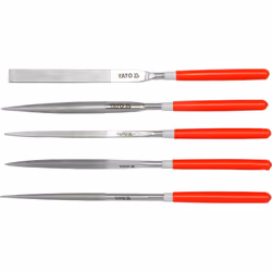 Yato YT-6156, Jeu de limes, Chemise, Lime demi-ronde, Lime ronde, Lime carrée, Lime triangulaire, Métal, Acier au carbone, Pl ...