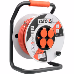 Yato YT-8106, 30 m, Intérieur &amp; extérieur, Type E, Type F (CEE 7/4), IP44, Noir, Rouge, Blanc