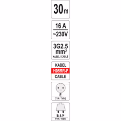 Yato YT-8106 multiprise 30 m 4 sortie(s) CA Intérieur & extérieur Noir, Rouge, Blanc