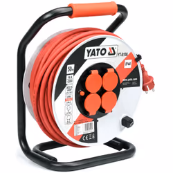 Yato YT-8108, 50 m, Intérieur & extérieur, Type E, Type F (CEE 7/4), IP44, Noir, Rouge, Blanc