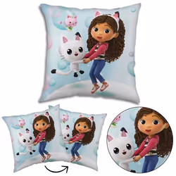 Coussin décoratif - DREAMWORKS - Maison de Chat Gabi - 40x40 cm - OEKO-TEX - Motif coloré
