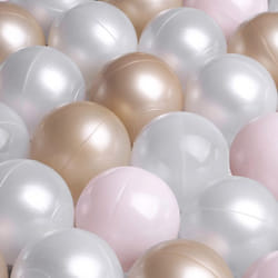 Balles pour Piscine à Balles de Jeu pour Bébé Enfants MISIOO Plastique Colorées 6 cm 150 Boules: Rose/Doré/Blanc Perle