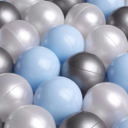 Balles pour Piscine à Balles de Jeu pour Bébé Enfants MISIOO Plastique Colorées 6 cm 150 Boules: Blue/Argent/Blanc Perle