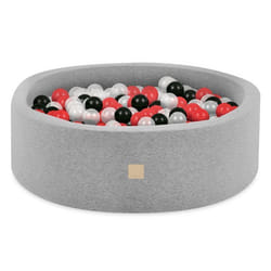 Piscine à Balles pour Bébé Enfants pour la Chambre des Enfants MISIOO Ronde Coton Gris 90x30 cm 200 Balles: Rouge/Noir/Transparent