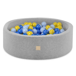 Piscine à Balles pour Bébé Enfants pour la Chambre des Enfants MISIOO Ronde Coton Gris 90x30 cm 200 Balles: Bleu/Bleu Clair/Jaune