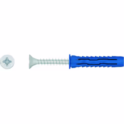 Rawlplug 4ALL, Kit de fiches murales et vis, Brique, Béton, Plaque de plâtre, Nylon, Bleu, Argent, 5 mm, 3,5 cm