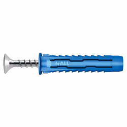 Chevilles polyamide bleu. Vis acier électrozingué. Applications : fixation légère à moyenne dans matériaux pleins et creux. S ...