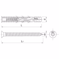 Rawlplug R-FF1-N-08L080 ancrage à vis et cheville murale 50 pièce(s) Kit de fiches murales et vis