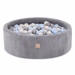 Piscine à Balles pour Bébé Enfants pour la Chambre MISIOO Ronde Velours Côtelé Gris 90x30 cm 200 Balles: Bleu/Argent/Blanc Pe ...