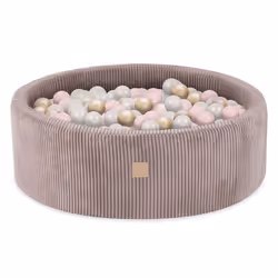 Piscine à Balles pour Bébé Enfants pour la Chambre MISIOO Ronde Velours Côtelé Beige 90x30 cm 200 Balles: Rose/Doré/Blanc Per ...