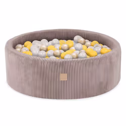 Piscine à Balles pour Bébé Enfants pour la Chambre MISIOO Ronde Velours Côtelé Beige 90x30 cm 200 Balles: Jaune/Doré/Blanc Pe ...