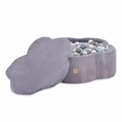 Piscine à Balles avec Tapis de Jeu pour Bébé Enfants MISIOO Fleur Velours Côtelé Gris 95x30 cm 200 Balles: Bleu/Argent/Blanc  ...