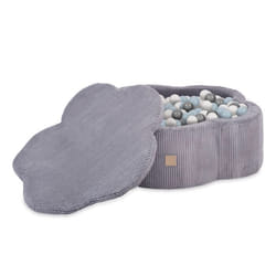 Piscine à Balles avec Tapis de Jeu pour Bébé Enfants MISIOO Fleur Velours Côtelé Gris 95x30 cm 200 Balles: Bleu/Argent/Blanc Perle