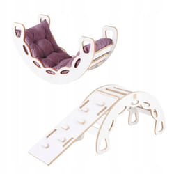 Montessori Arche à Bascule avec Coussin Mur dEscalade Toboggan pour Enfants 4en1 Misioo Blanc/Violet 90x41x50 cm