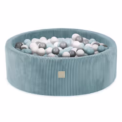 Piscine à Balles pour Bébé Enfants pour la Chambre MISIOO Ronde Velours Côtelé Bleu 90x30 cm 200 Balles: Menthe/Argent/Blanc  ...