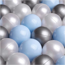 Balles pour Piscine à Balles de Jeu pour Bébé Enfants MISIOO Plastique Colorées 6 cm 300 Boules: Blue/Argent/Blanc Perle
