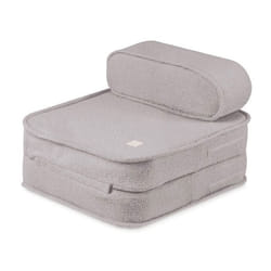 Fauteuil en Mousse Pliable Matelas avec Appui-tête Lit pour Bébé Enfants Chambre dEnfant 2en1 MISIOO Bouclé Gris 65x60x40