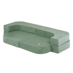 Canapé Mousse Pliable Matelas Lit Convertible 2en1 pour Bébé Enfants Chambre dEnfant MISIOO Foldie Velours Côtelé Vert 170x92x30