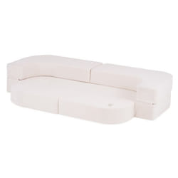 Canapé Mousse Pliable Matelas Lit Convertible 2en1 pour Bébé Enfants Chambre dEnfant MISIOO Foldie Bouclé Crème 170x92x30