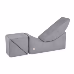 Méridienne Chaise Longue Lit de Repos Modulable Mousse pour Bébé Enfants Chambre dEnfant MISIOO Velours Côtelé Gris 145x45x35