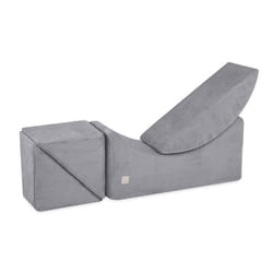 Méridienne Chaise Longue Lit de Repos Modulable Mousse pour Bébé Enfants Chambre dEnfant MISIOO Velours Côtelé Gris 145x45x35