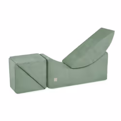 Méridienne Chaise Longue Lit de Repos Modulable Mousse pour Bébé Enfants Chambre dEnfant MISIOO Velours Côtelé Vert 145x45x35