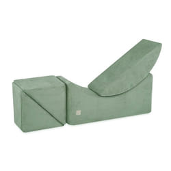 Méridienne Chaise Longue Lit de Repos Modulable Mousse pour Bébé Enfants Chambre dEnfant MISIOO Velours Côtelé Vert 145x45x35