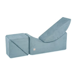 Méridienne Chaise Longue Lit de Repos Modulable Mousse pour Bébé Enfants Chambre dEnfant MISIOO Velours Côtelé Bleu 145x45x35