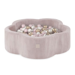 Piscine à Balles pour Bébé Enfants Chambre des Enfants MISIOO Fleur Velours Côtelé Rose 95x30 cm 200 Balles: Rose/Doré/Blanc Perle
