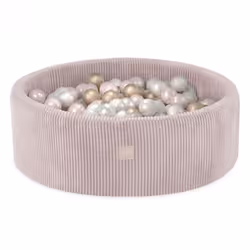 Piscine à Balles pour Bébé Enfants pour la Chambre MISIOO Ronde Velours Côtelé Rose 90x30 cm 200 Balles: Rose/Doré/Blanc Perl ...