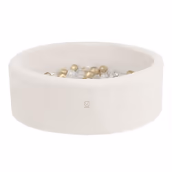 Piscine à Balles pour Bébé Enfants Chambre des Enfants MISIOO Ronde Bouclé Crème 90x30 cm 200 Balles: Doré/Blanc Perle/Transp ...